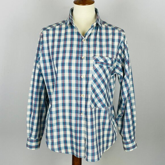Vtg 80's 90's Wrangler Cityscapes Top Sz M Plaid Country Ranch Barn Chore Fall - Picture 1 of 7